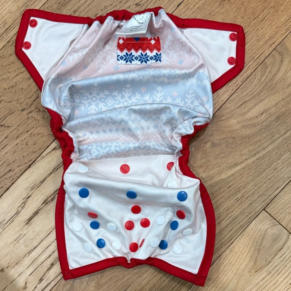 Rumparooz Nordic Red and Blue Snowflake Patterned One Size Diaper Cover